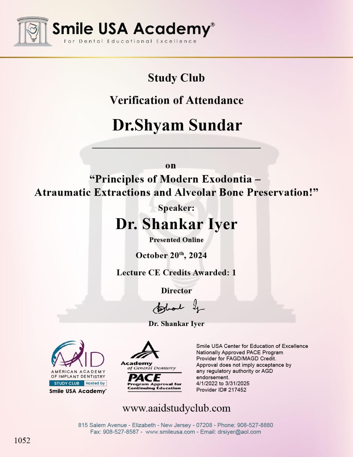 Attendance Certificate